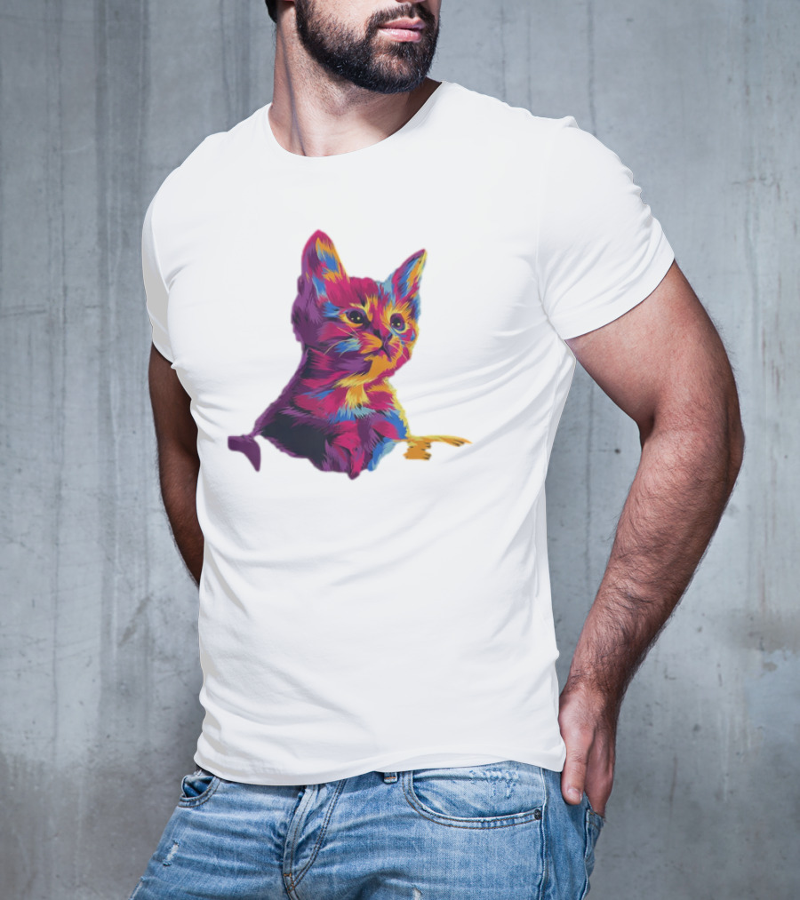 Kitten Colorful Art For Cat Lovers T-Shirt