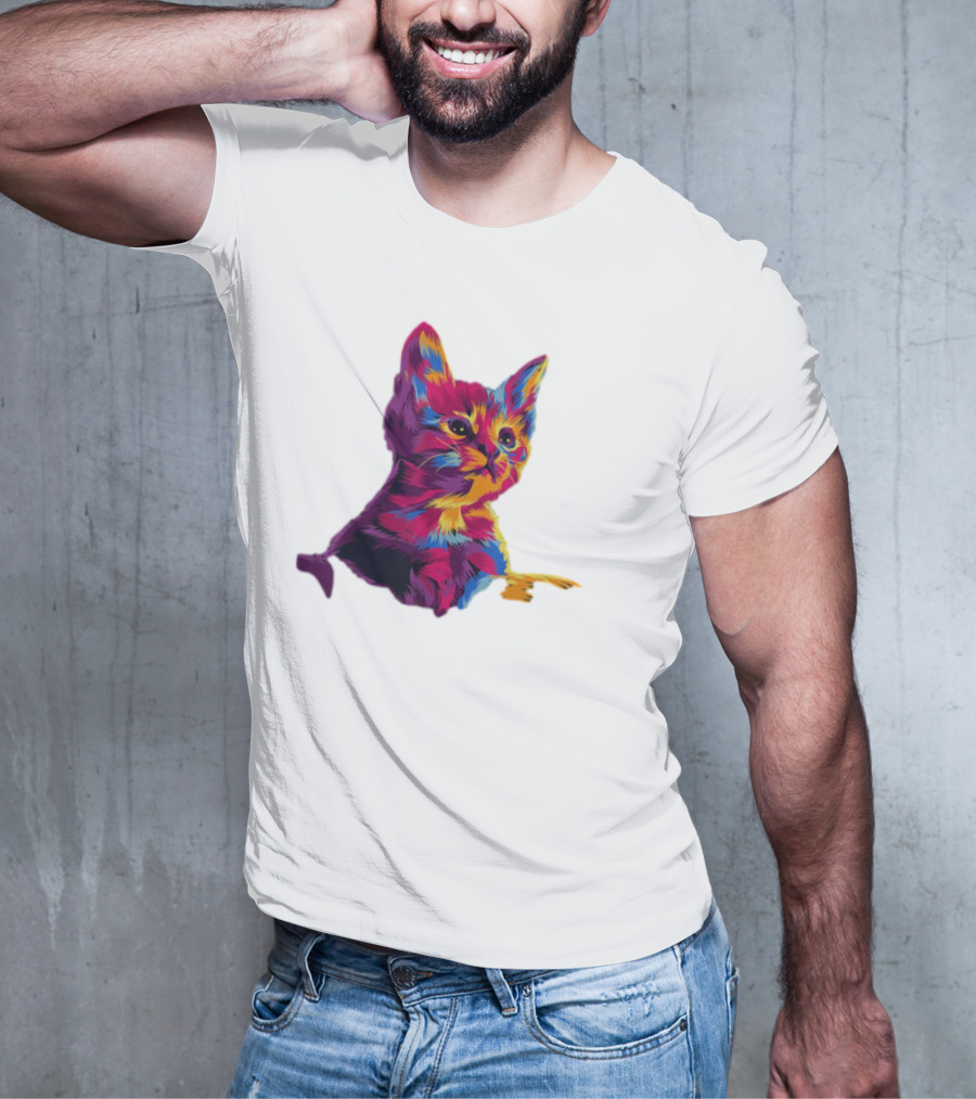 Kitten Colorful Art For Cat Lovers T-Shirt