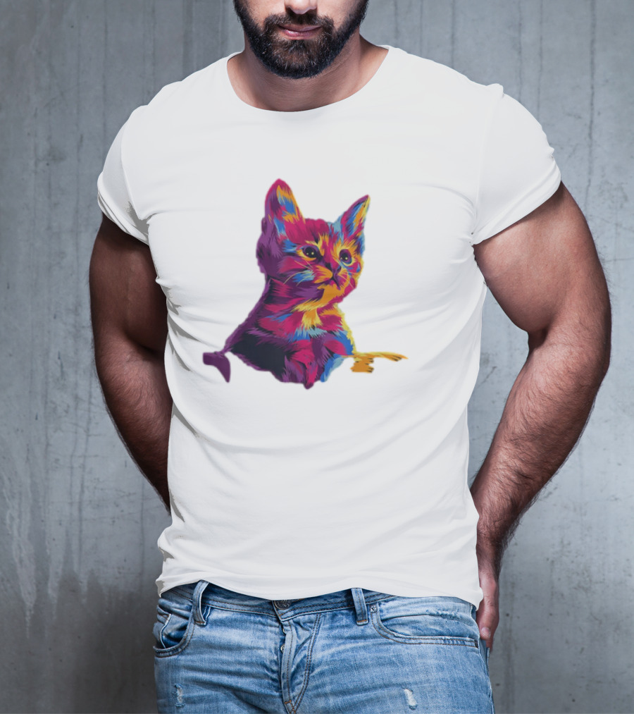 Kitten Colorful Art For Cat Lovers T-Shirt