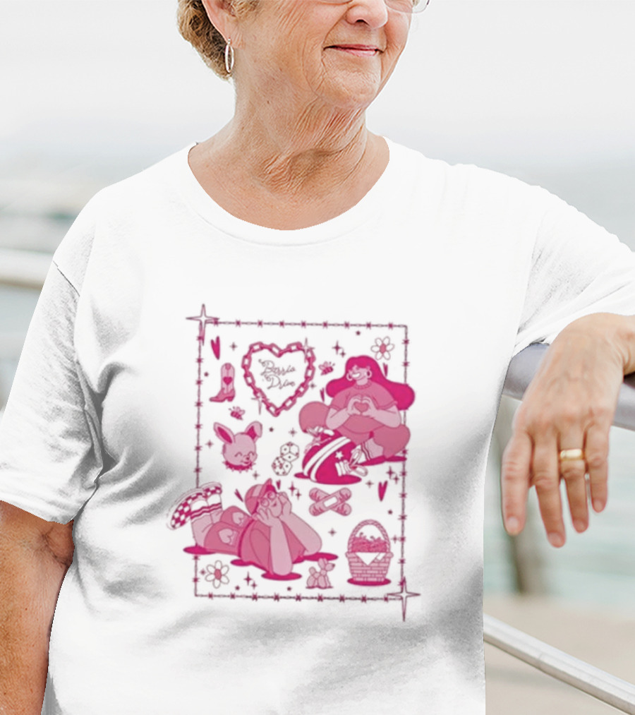 Barrio Drive Picnic Neon Heart Love Basket Motif T-Shirt