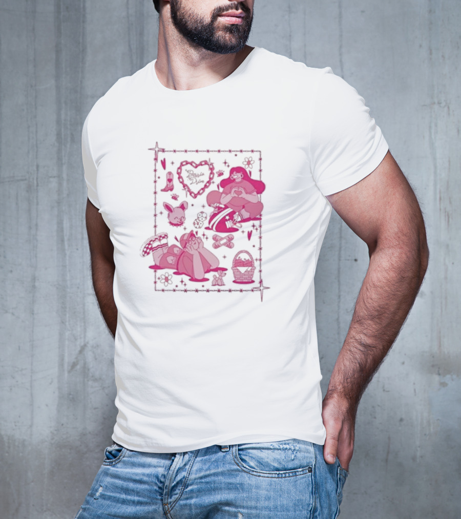 Barrio Drive Picnic Neon Heart Love Basket Motif T-Shirt