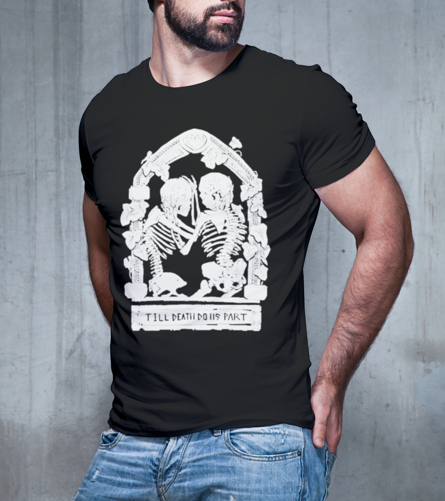 Till Death Do Us Part Skeleton Gothic Arch Motif T-Shirt