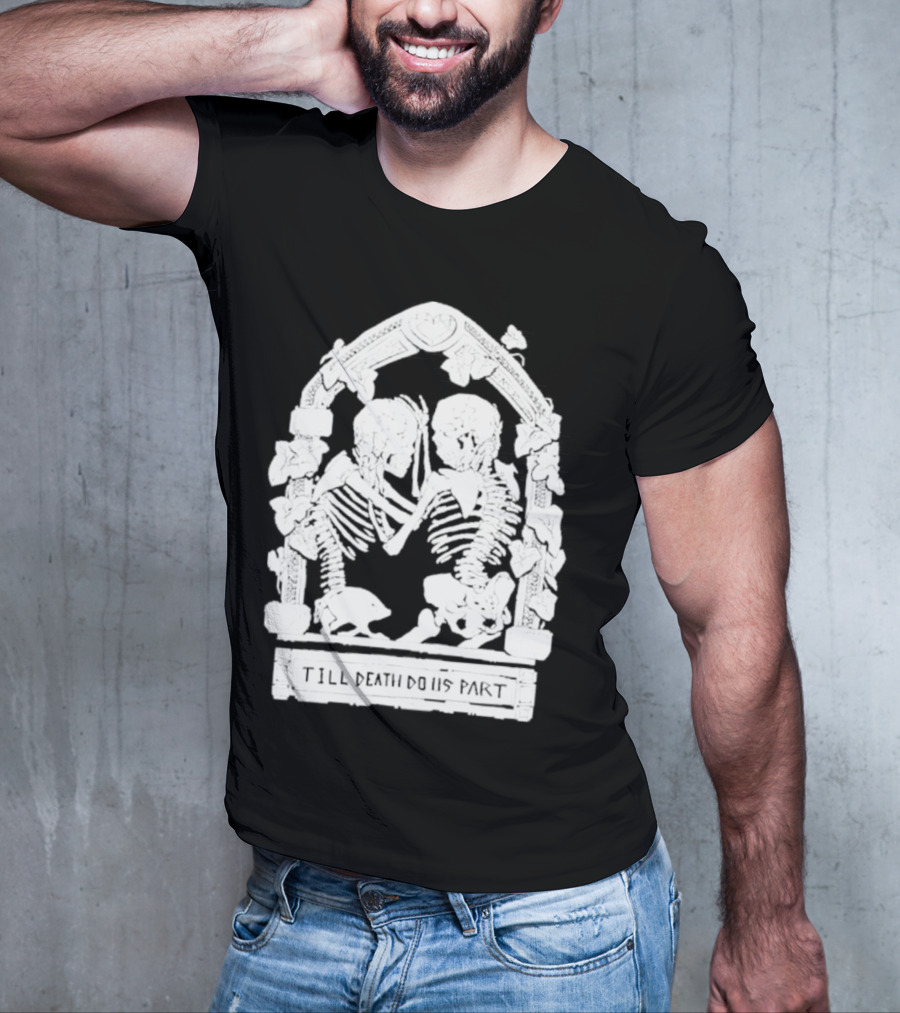 Till Death Do Us Part Skeleton Gothic Arch Motif T-Shirt