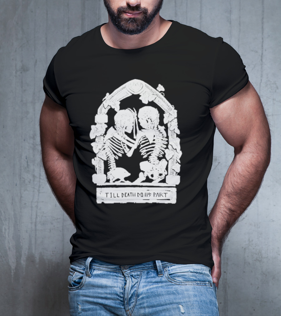 Till Death Do Us Part Skeleton Gothic Arch Motif T-Shirt