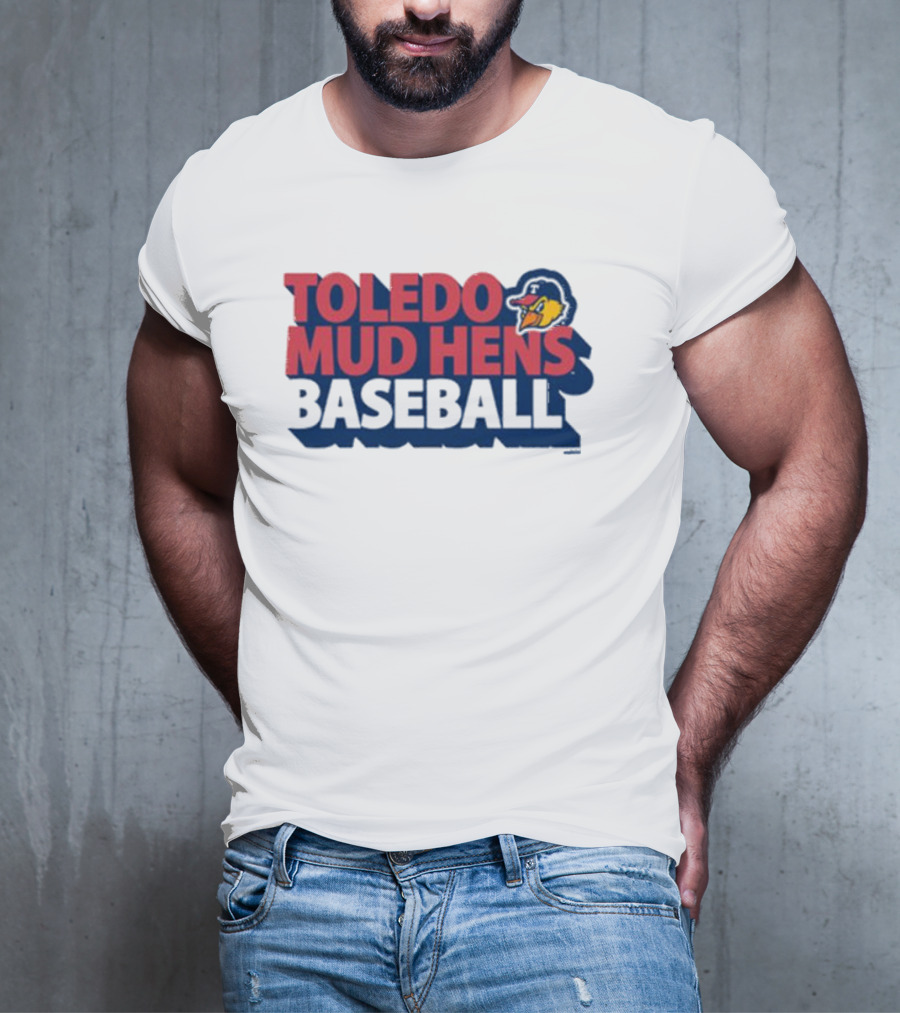 Toledo Mud Hens Baseball Logo With Iconic Classic Blue Hat And Yellow Cartoon Chicken T-Shirt