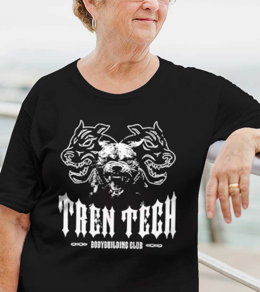 Tren Tech Bodybuilding Club Fierce Animal Motif T-Shirt
