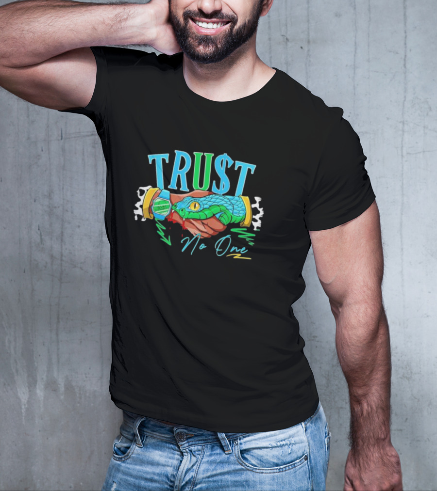 TRU$T No One Handshake Snake Graphics Chunky Dunky Matching T-Shirt