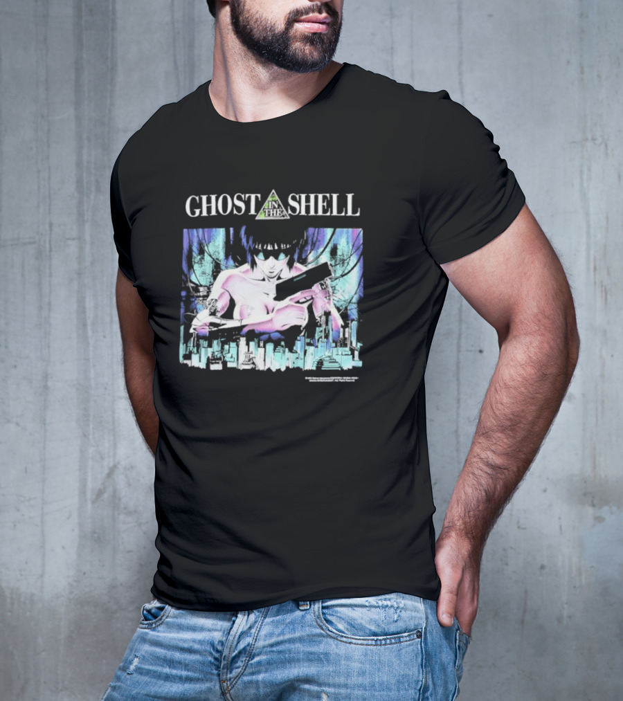 Ghost In The Shell Girl With Gun Cyberpunk City Image T-Shirt
