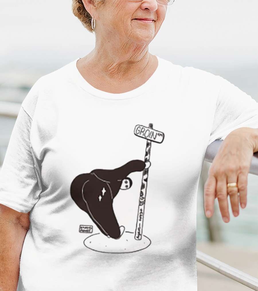 Groin Street Sign With Bandaged Steak Character By Rpwp T-Shirt