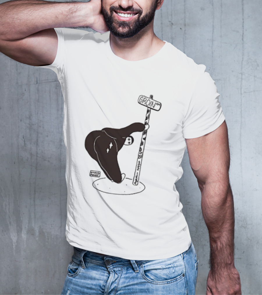 Groin Street Sign With Bandaged Steak Character By Rpwp T-Shirt