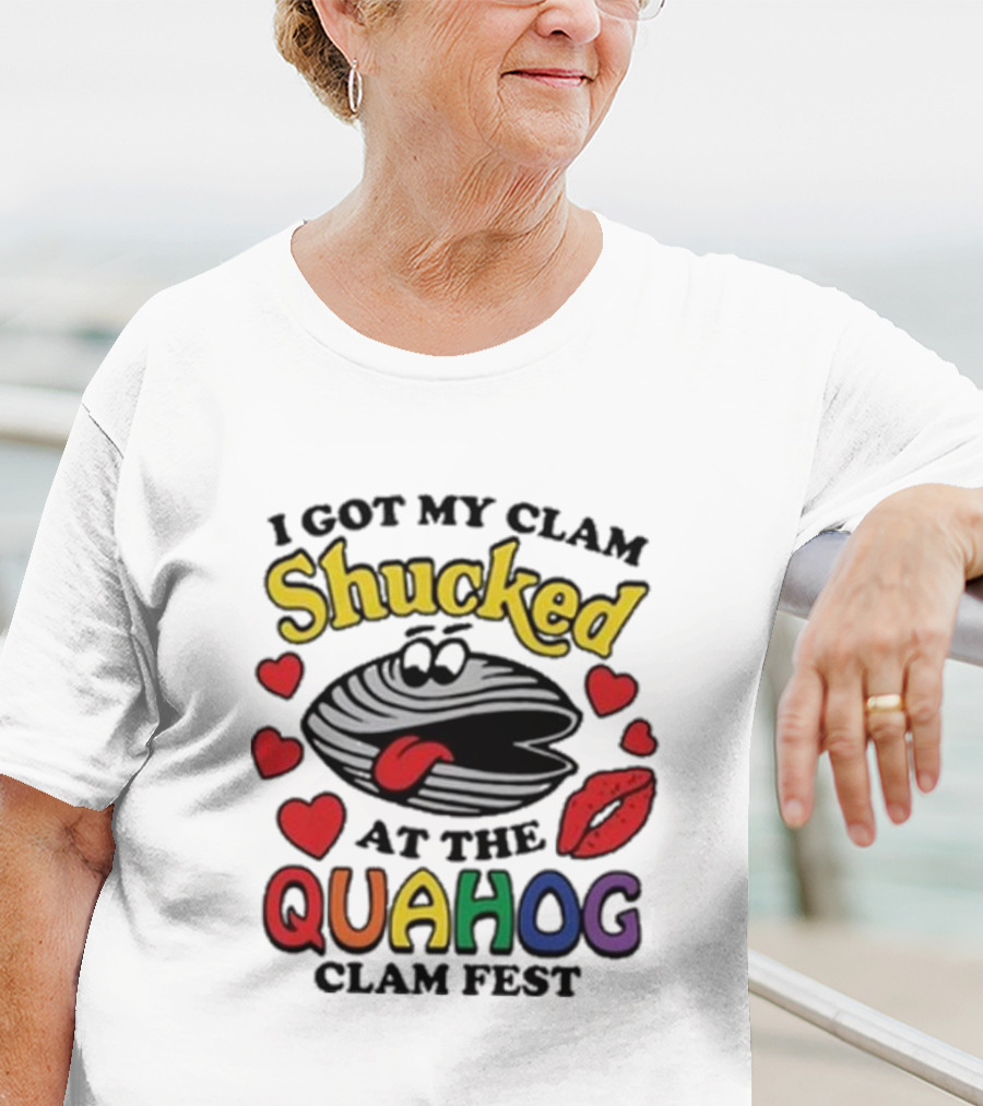 I Got My Clam Shucked At The Quahog Clam Fest Hearts And Lips T-Shirt