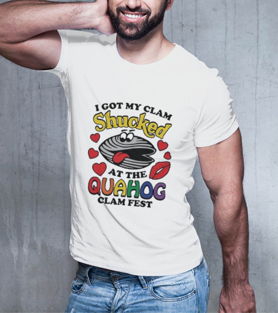 I Got My Clam Shucked At The Quahog Clam Fest Hearts And Lips T-Shirt