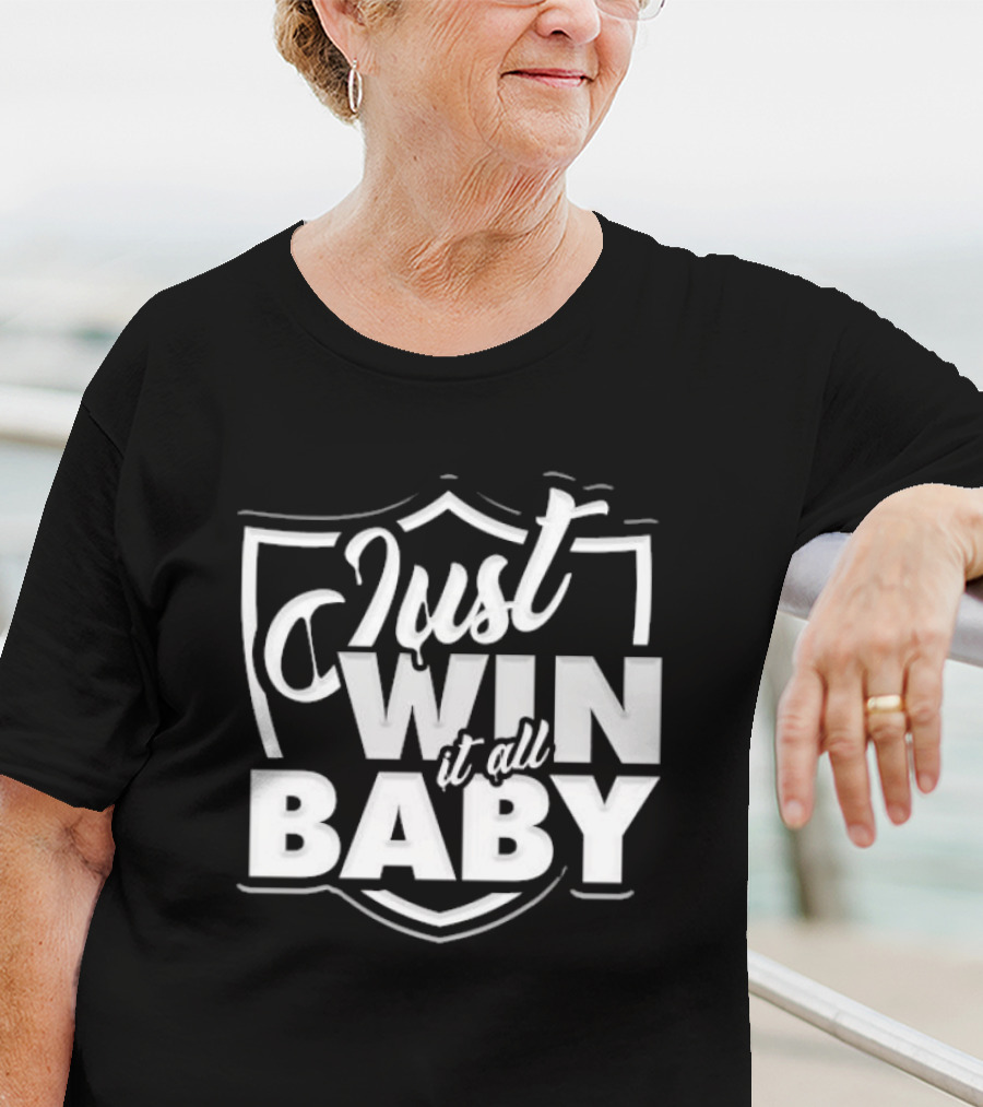 Just Win It All Baby Las Vegas Raiders Shield Emblem T-Shirt