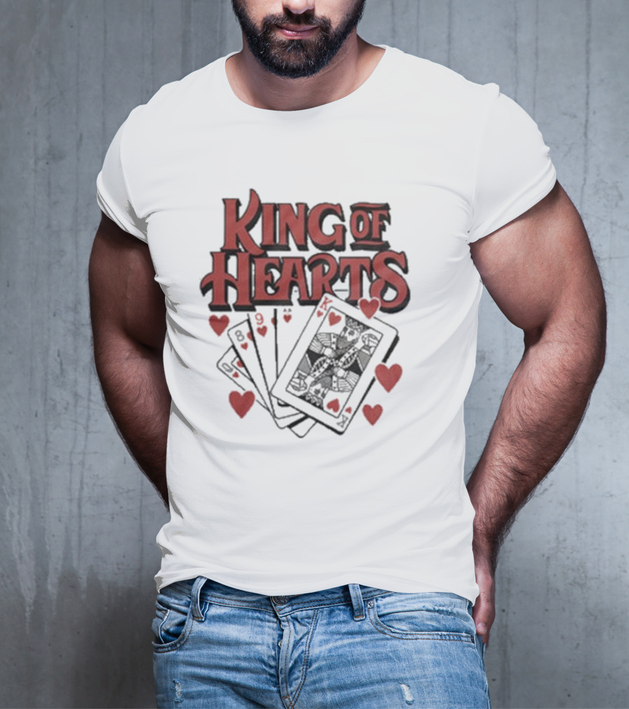 King Of Hearts Card Hand Raglan Heart Playing Cards T-Shirt