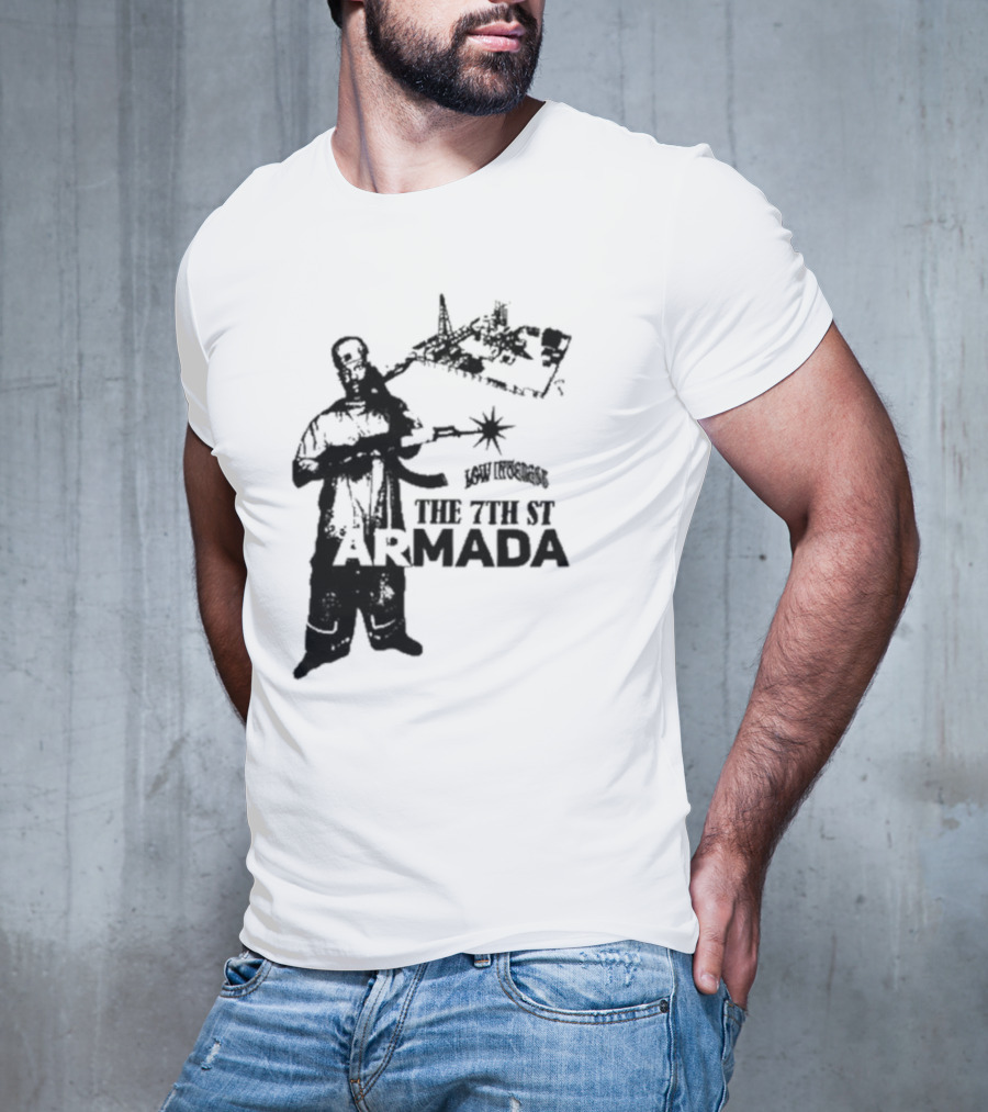 Low Interest The 7th St Armada Revolutionary Symbol With Armed Figure T-Shirt