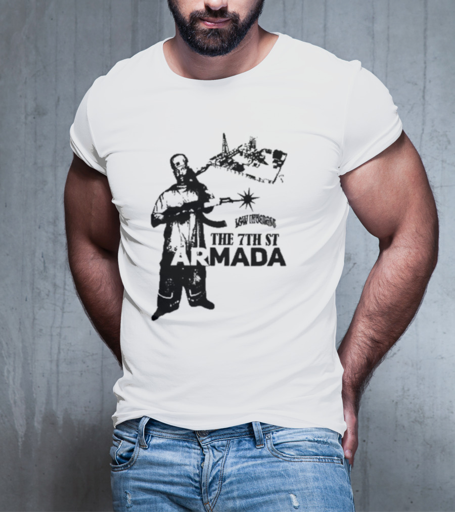 Low Interest The 7th St Armada Revolutionary Symbol With Armed Figure T-Shirt