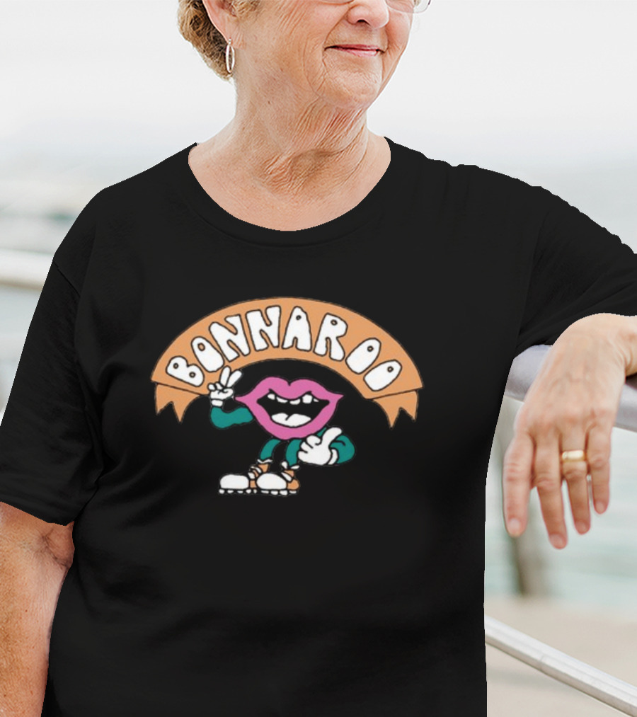Bonnaroo Pink Lip Mascot Peace Sign And Thumbs Up T-Shirt