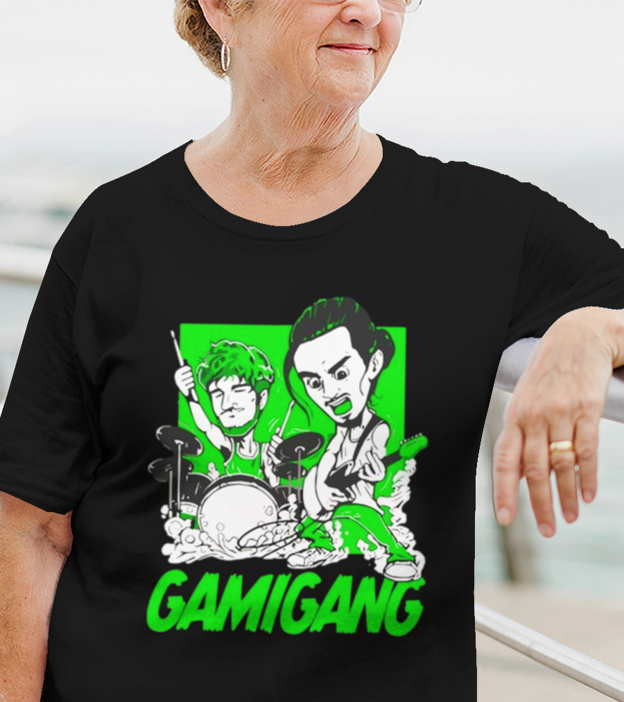 Gami Gang Origami Angel Anime Drummer Guitarist Duo T-Shirt