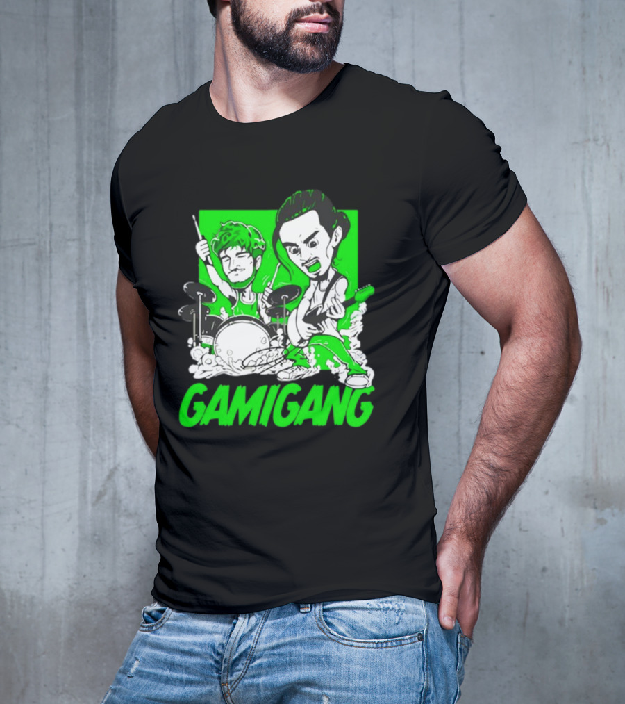 Gami Gang Origami Angel Anime Drummer Guitarist Duo T-Shirt