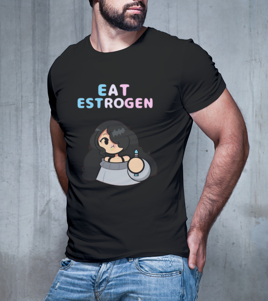 Eat Estrogen Cartoon Character Holding Syringe T-Shirt