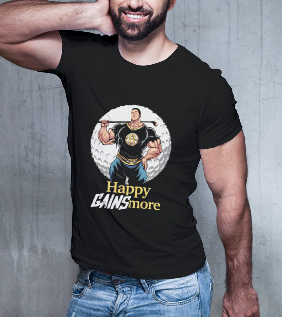 Nick Walker Happy Gainsmore Muscular Cartoon Character With Golf Club T-Shirt