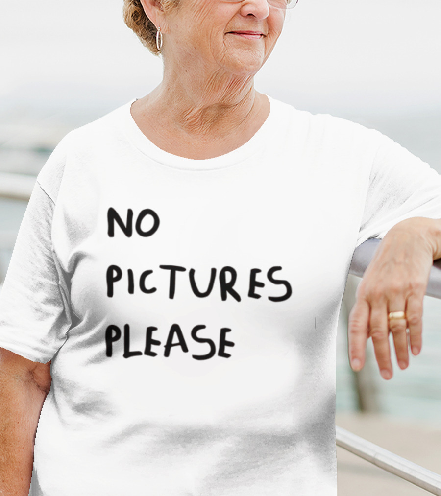 No Pictures Please Statement Black Font T-Shirt