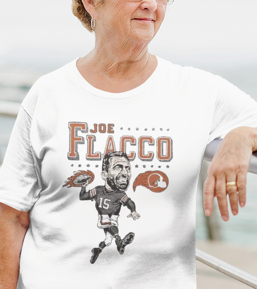 Cleveland Browns Joe Flacco 15 Football Caricature T-Shirt