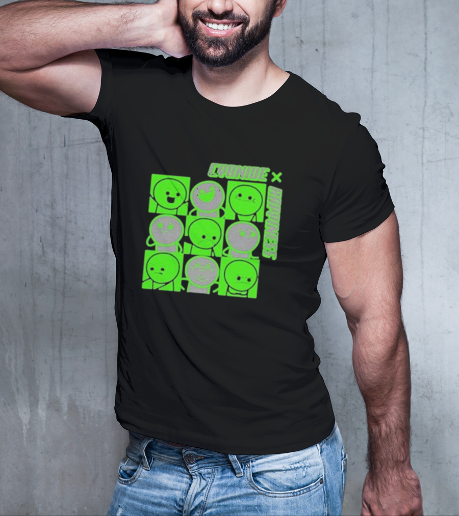 Cyanide X Happiness Neon Green Faces T-Shirt