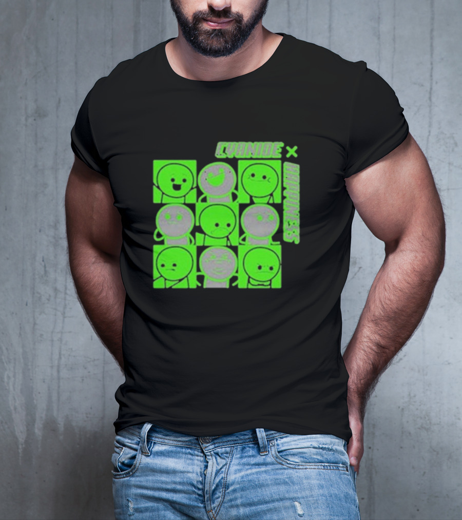 Cyanide X Happiness Neon Green Faces T-Shirt
