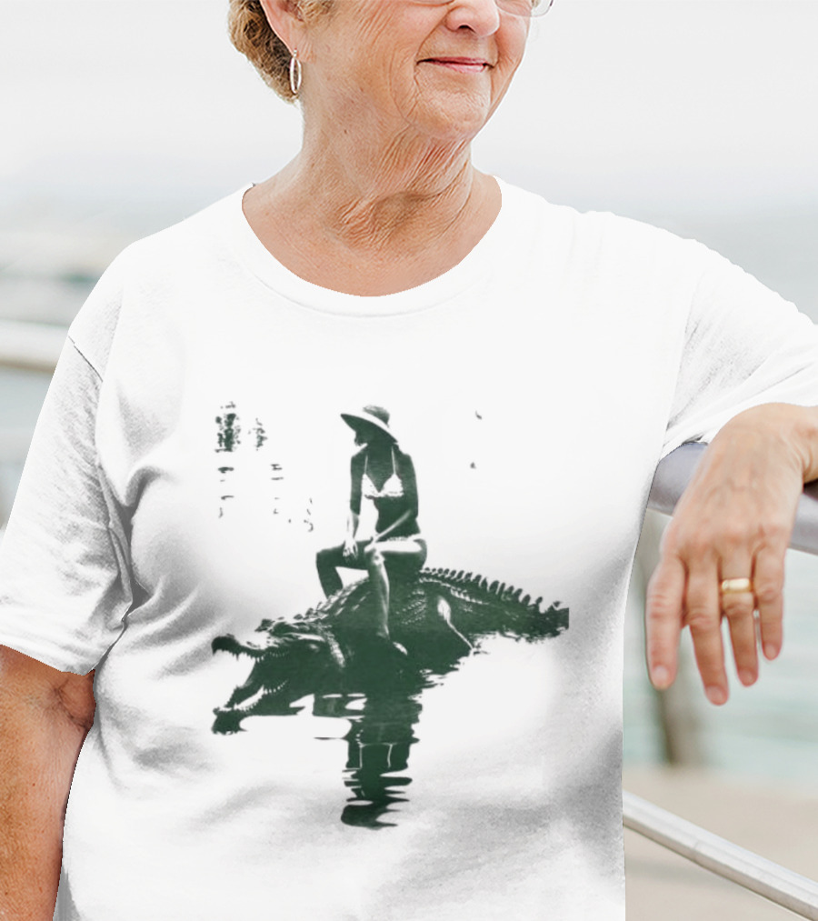 El Cocodrilo Girl In Swimwear Riding Crocodile Iconic Adventure T-Shirt