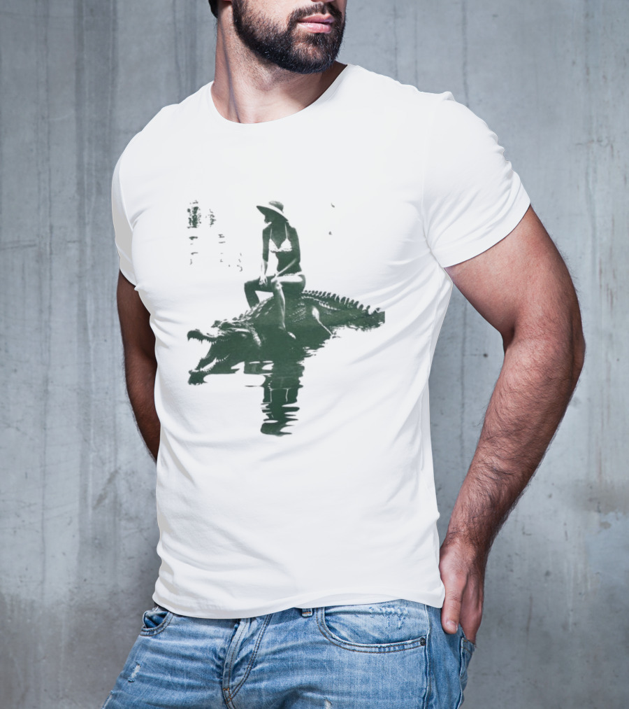 El Cocodrilo Girl In Swimwear Riding Crocodile Iconic Adventure T-Shirt