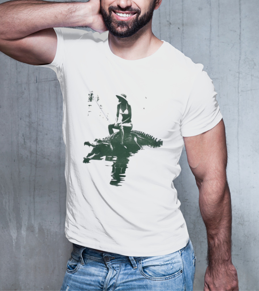 El Cocodrilo Girl In Swimwear Riding Crocodile Iconic Adventure T-Shirt