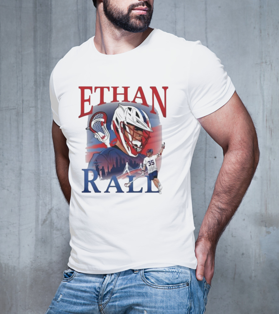 Ethan Rall Lacrosse Helmet Player Illustration 35 T-Shirt