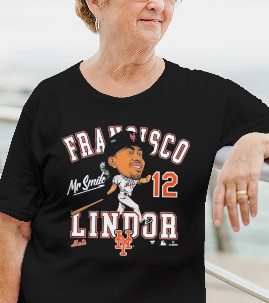 Francisco Lindor Mr Smile New York Mets 12 Caricature T-Shirt