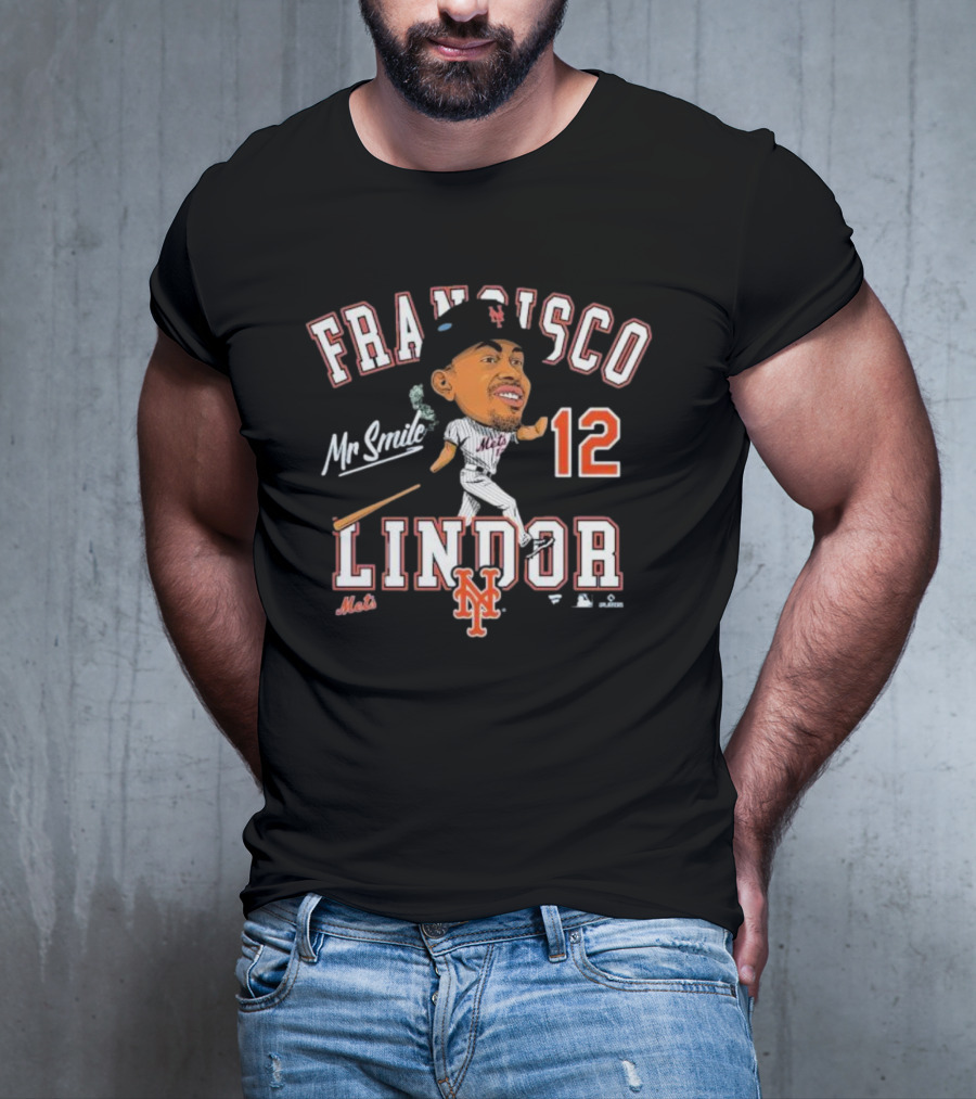 Francisco Lindor Mr Smile New York Mets 12 Caricature T-Shirt