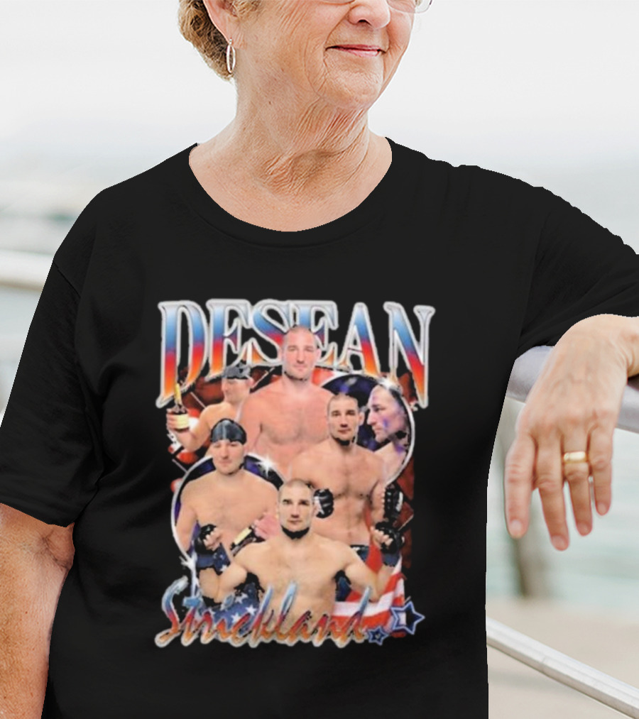 Desean Strickland Patriotic MMA Fighter Collage T-Shirt
