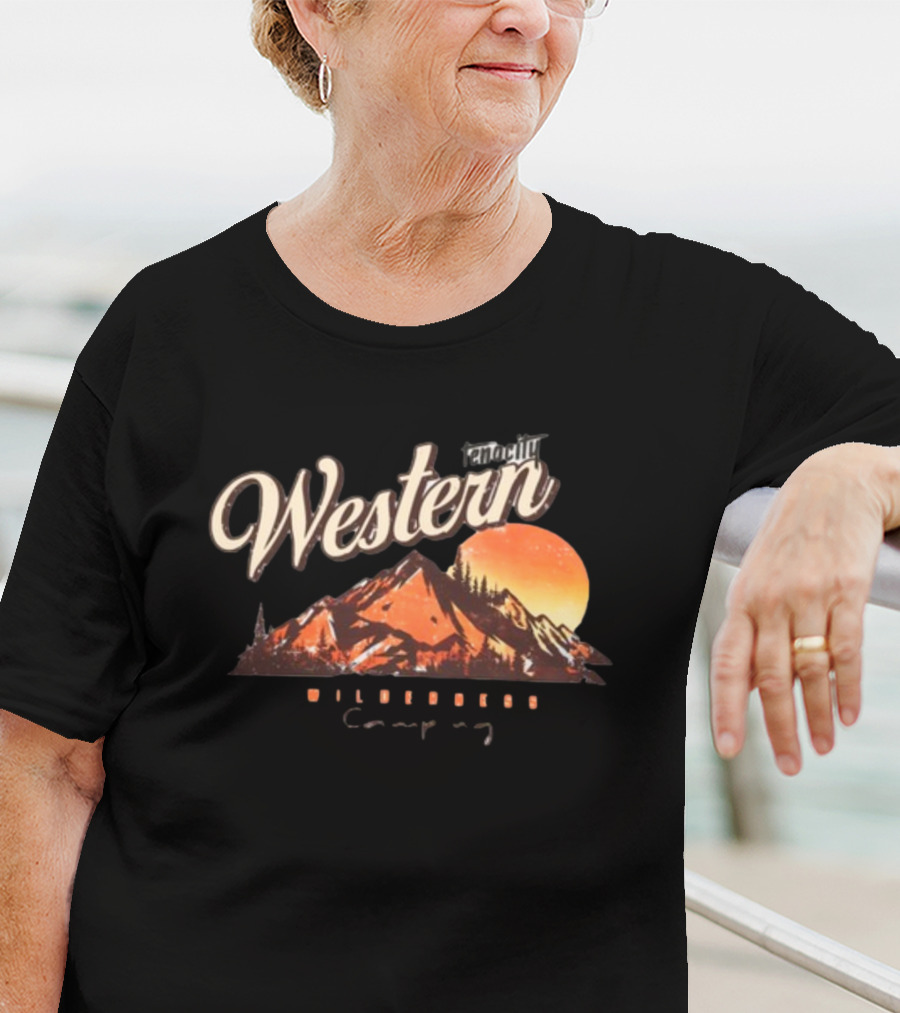Western Wilderness Camping Sunset Mountain Scene T-Shirt