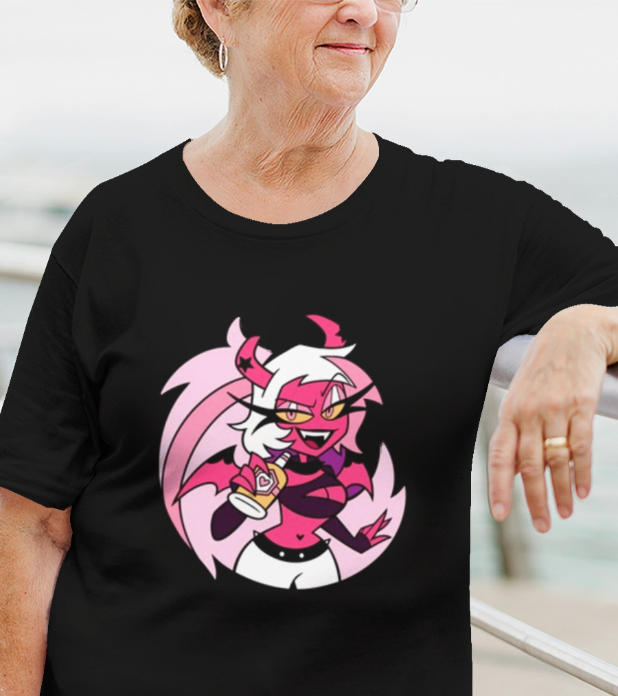 Party Verosika Enamel Pin Cartoon Demon Character With Drink T-Shirt