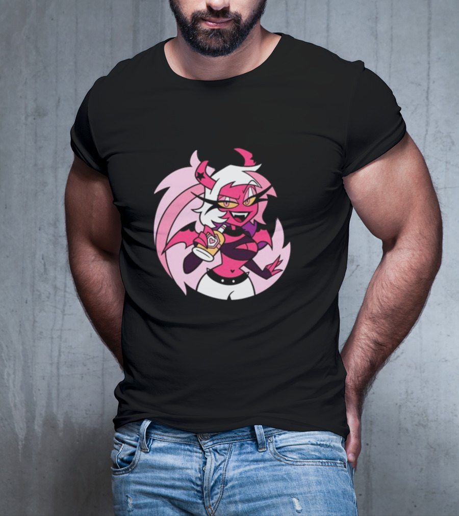 Party Verosika Enamel Pin Cartoon Demon Character With Drink T-Shirt
