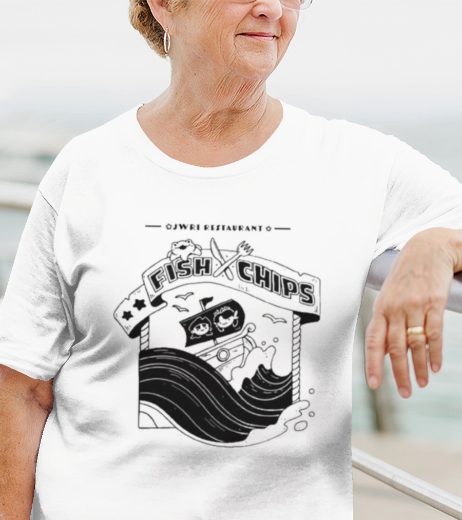 Jwri Restaurant Fish Chips Boat Adventure Waves T-Shirt
