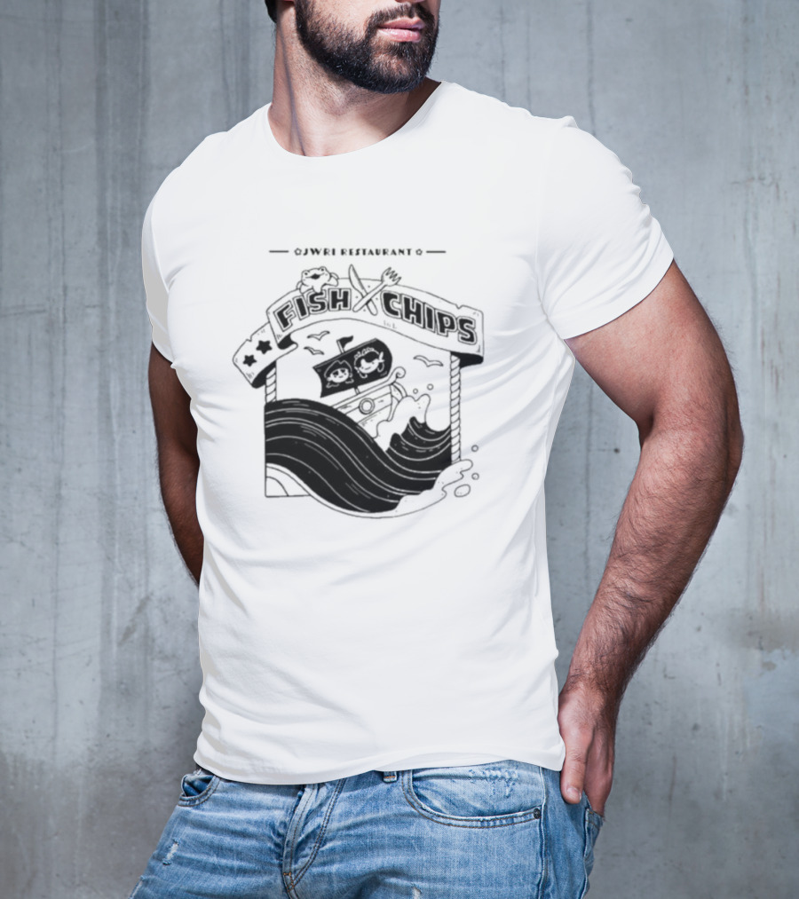 Jwri Restaurant Fish Chips Boat Adventure Waves T-Shirt
