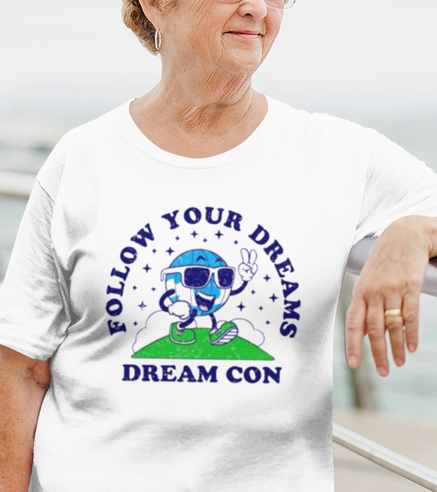 Follow Your Dreams Dream Con Mascot With Peace Sign And Sunglasses T-Shirt
