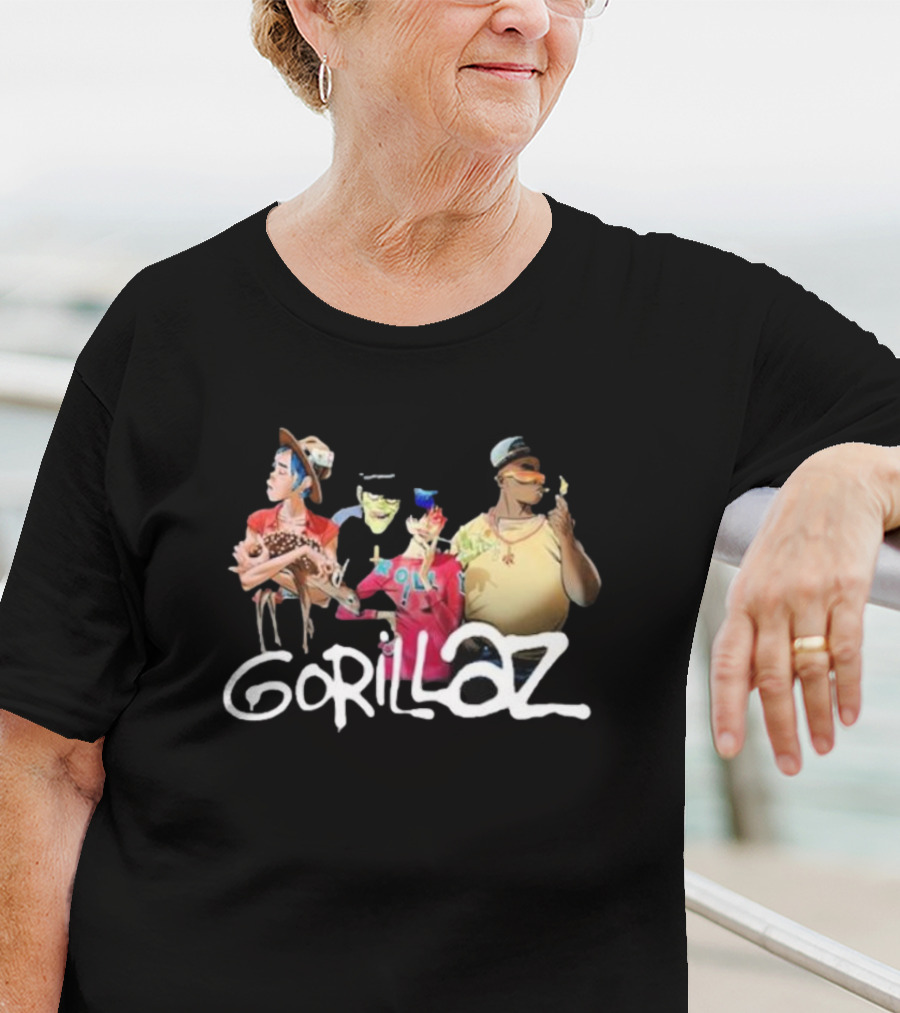 Gorillaz Band Characters With Deer Stonewashed T-Shirt