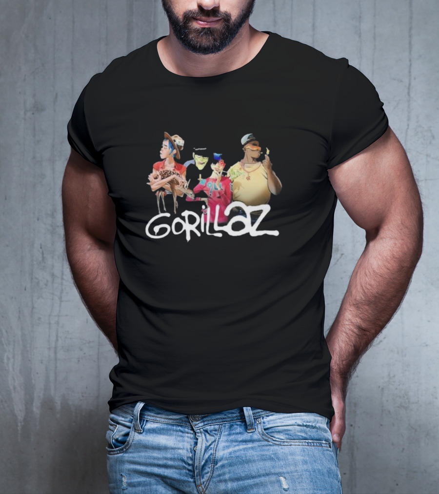 Gorillaz Band Characters With Deer Stonewashed T-Shirt