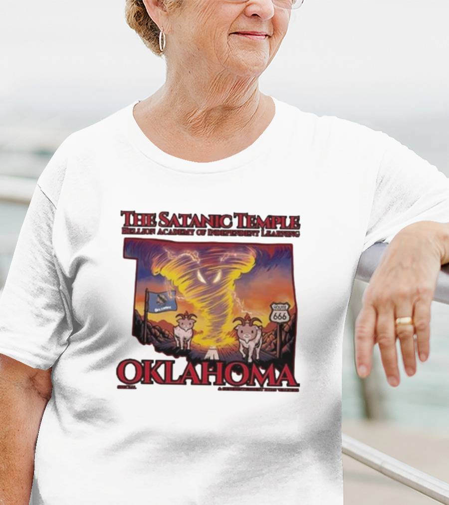 The Satanic Temple Campaign Oklahoma Route 666 Tornado Goats T-Shirt