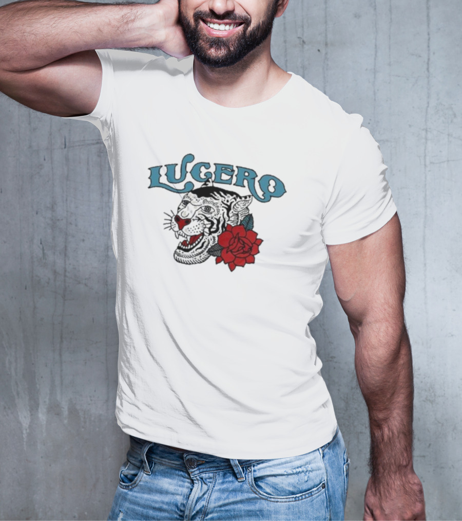 Lucero Panther With Red Rose Tattoo T-Shirt