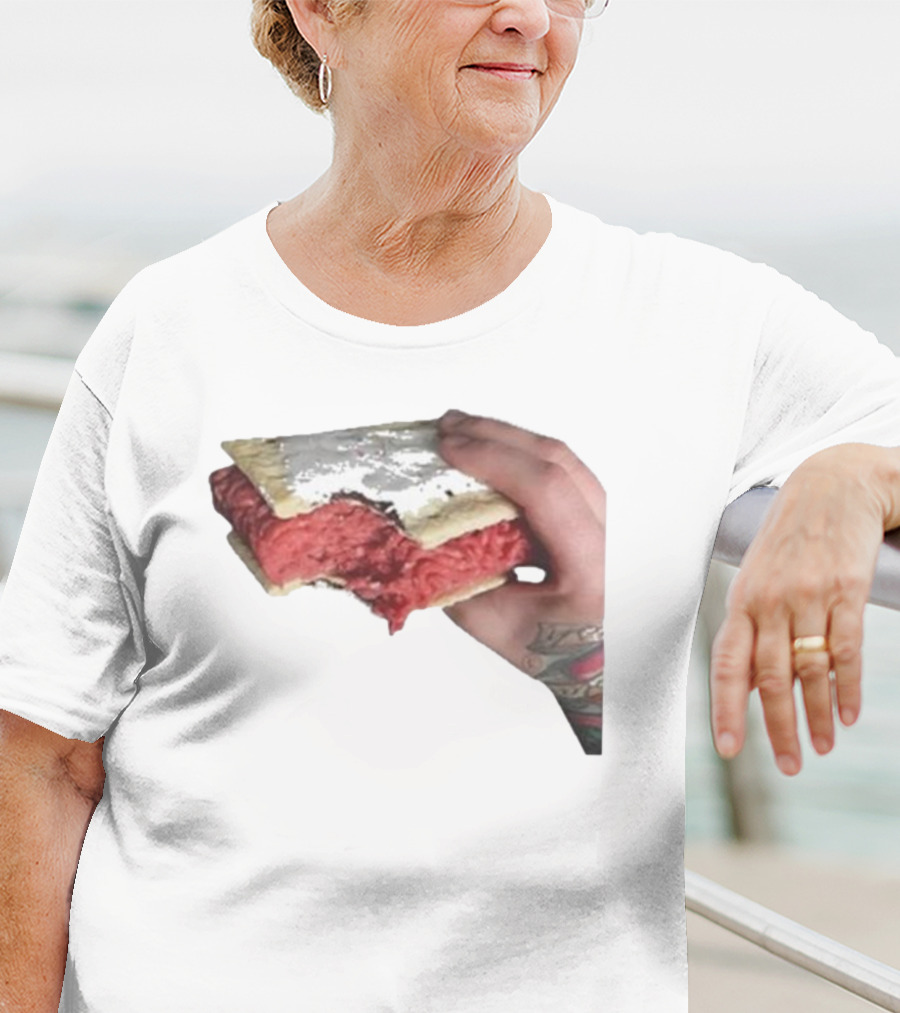 Man Holding Uncooked Meat Sandwich With Tattoos T-Shirt