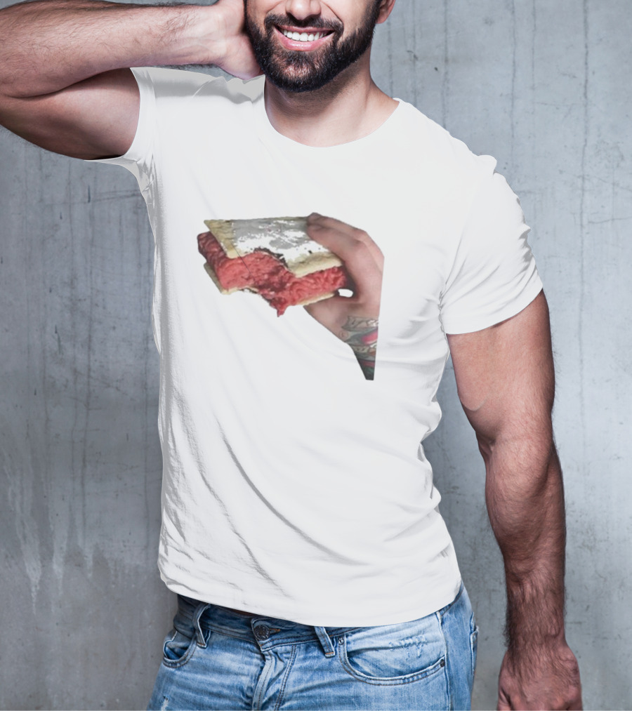 Man Holding Uncooked Meat Sandwich With Tattoos T-Shirt