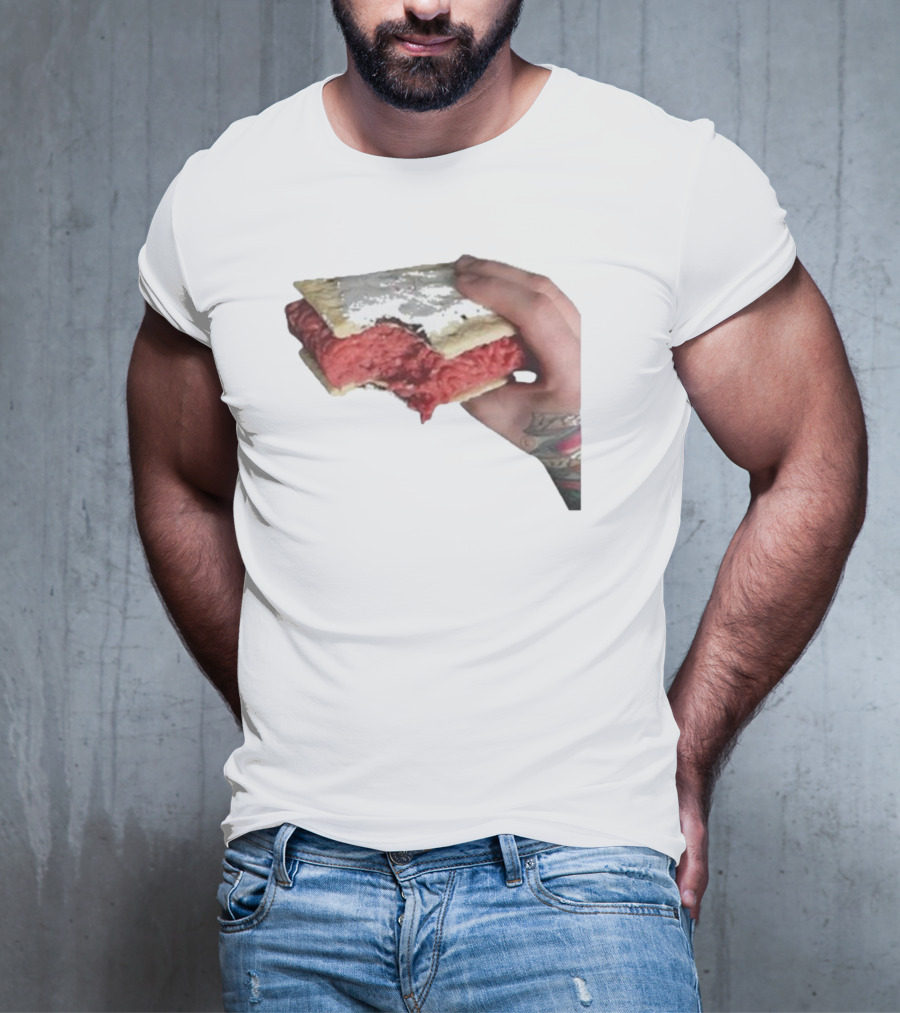 Man Holding Uncooked Meat Sandwich With Tattoos T-Shirt