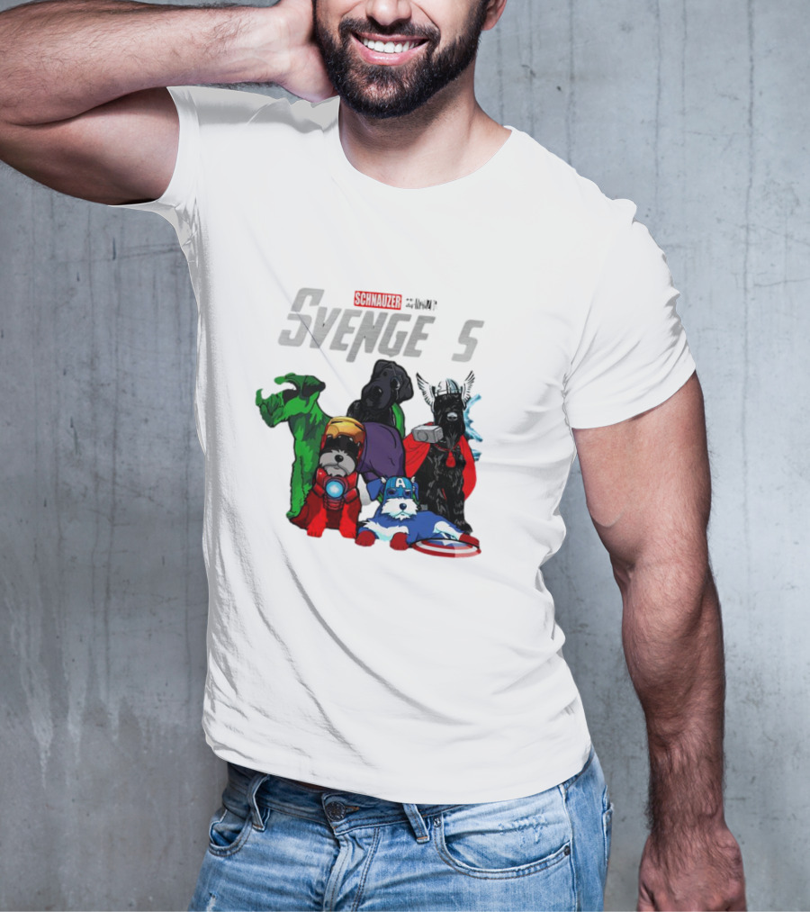 Marvel Avengers Schnauzer Svengers Dogs Superheroes T-Shirt